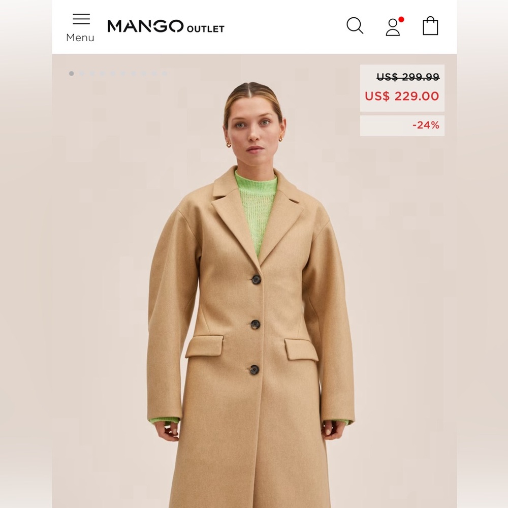 MANGO Tan Wool Coat